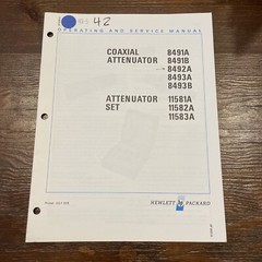 HP 8491A/B 8492/93A 8493B 11581/82/83A Coaxial Attenuator Manual 08491-90059