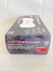 (~180 Pc) HOURGLASS Fortis500 Low Derma Nitrile Exam Gloves – XSmall Matte Black