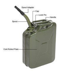 Practical Fuel Can 5 Gal 20 L Green Steel Gasoline Gas Fuel Tank Emergency