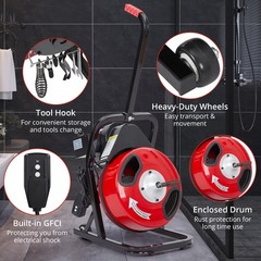 Towallmark Drain Cleaner Machine Electric Drain Auger 50FT x 1/2 In Drain Auger