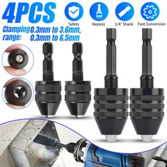 4x 1/4″ Hex Shank Keyless Drill Chuck Conversion Adapter Bit Quick Change Driver
