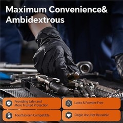 Multifunctional Nitrile Disposable Gloves 8 Mil Raised Diamond Texture BLACK