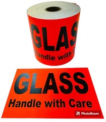4×6 Glass Handle with Care Labels Red Shipping Pallet Stickers 2 RLS of 200 EA