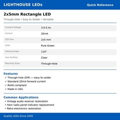 10 x 2x5x7mm Rectangle LEDs Wide Angle Pure Green LED Square x 2 5 7 – 7x5x2 mm