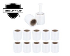 12 Rolls 50 Gauge 5″x 1000′ Clear Cast Hand Stretch Film Shrink Wrap + 1 Handle