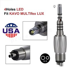 Abdent Dental Fiber Optic LED Handpiece 4 Spray/4 Hole LED Coupling Fit KAVO