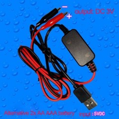 USB Battery for 2x AA AAA Batteries USB 5V to 3V Step-down Cable