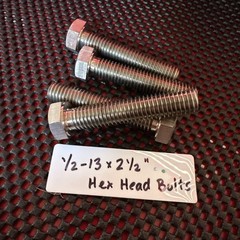 1/2-13 x 2-1/2”Hex Head Bolts Grade 2 Titanium (pack of 4)