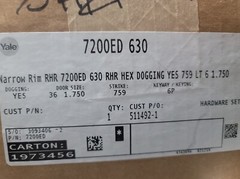 Yale Commercial Narrow Rim Exit Device 7200 630 RHR Hex Dogging 759LT