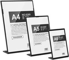 ABS Plastic Sign Holder Menu Display L Shape Stand Vertical Black A4 Size