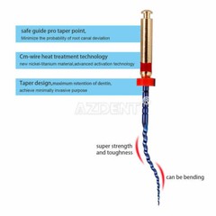 AZDENT Dental Gold Taper NITI Endo Rotary Files 6pcs Endodontic Files 19mm/ 25mm