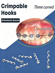 Dental Crimpable Hook 3 Hooks Spiral Multi Function Curved Left Right 50 Packs