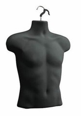 Male Mannequin Hanging Torso Form Molded Man’s Shirt Fits Most Shirts, Black NEW