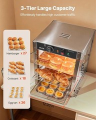3-Tier Commercial Food Warmer Display, 800W Food Display Warmer with LED Ligh…