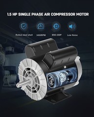 1.5HP Air Compressor Motor,3450 RPM Electric Motor,115/230V Single Phase Motor