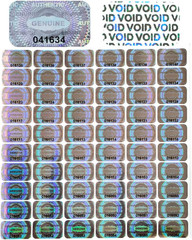 Dose Not Apply 300 Pcs Authentic Hologram Labels/Stickers Silver Transfer Tamper