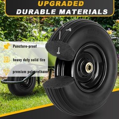 4.00-6 Flat-free Tire and Wheel, 13″ Wheelbarrow Wheels 13.5 inches, Black