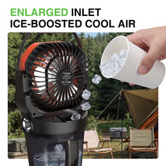 Rechargeable Battery Camping Fan Bucket Misting Fan Remote 120° Oscillating Fan