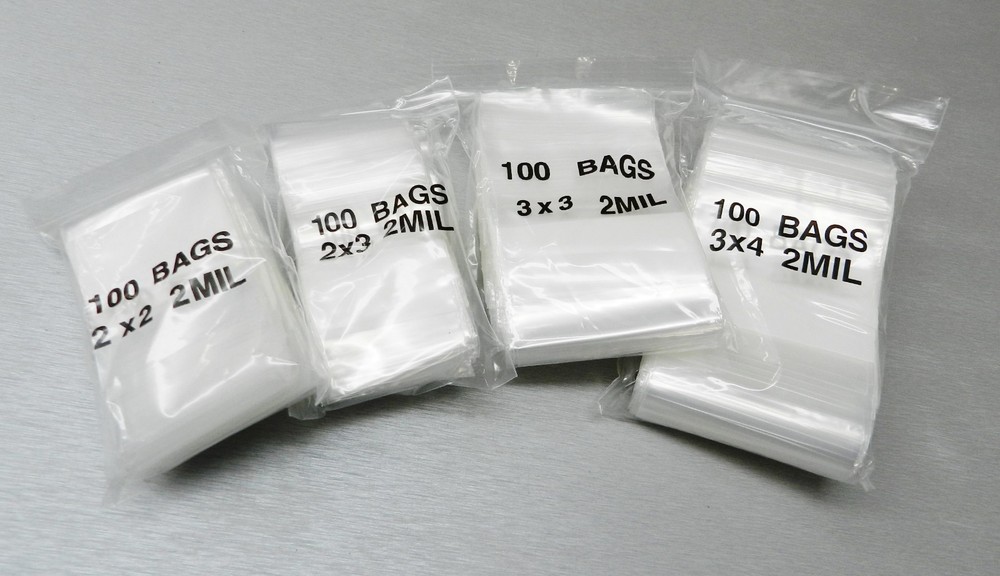 400 Zip Seal Lock Bags Assortment of 2×2 2×3 3×3 3×4 Assorted 2mil Clear Locking