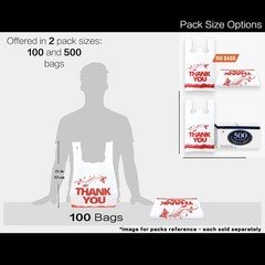 YoYoRain White Thank you bags, 100PCS T shirt To Go Large, Red Desig