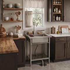 Stainless Steel Kitchen Sink, Freestanding Commercial Single Bowl Utility Sink