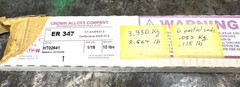 8.7 pounds ER347 Stainlesss Steel TIG Weld Rod 1/16″ 36″ long AWS A5.9