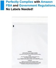 100 14×20 1.5 Mil Permanent Seal Clear Suffocation Warning Poly OPP Cello Bags