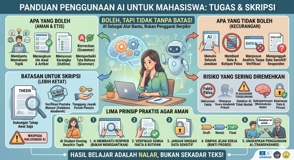 Apakah Mahasiswa Boleh Menggunakan AI untuk Tugas dan Skripsi? Panduan Aman, Etis, dan Cerdas | dosenonline.com